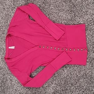 Pink Cardigan with Bronze Buttons